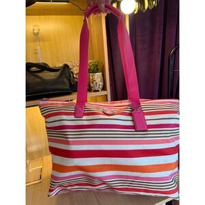 Coach Striped Pink Tote 2014